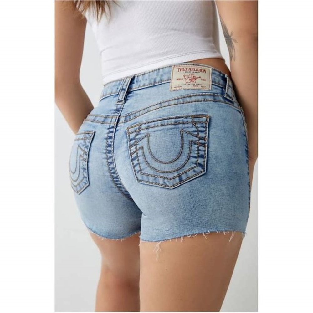 TRUE RELIGION 'Jayde' Midrise Cut Off Denim Shorts - Raw Hem